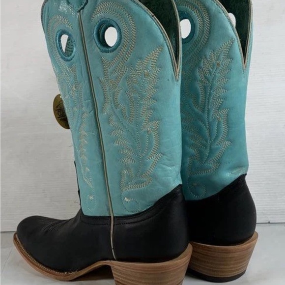 Corral Black/Blue Embroidery Pull Holes Square Toe Western Boots Women US 11 NWT - Picture 3 of 6